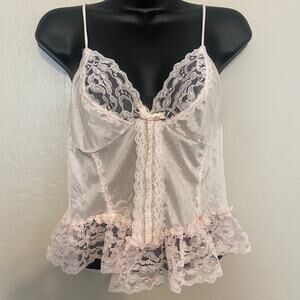 VTG Jaclyn Smith Womens Sz Large Camisole Babydoll Lace Bows Coquette Ballerina